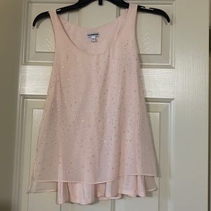 Peach color sparkly two layer tank XS